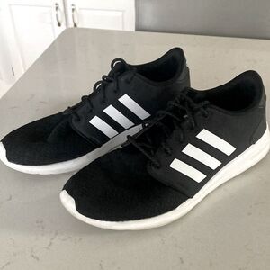 Adidas Cloudfoam Black with White Striped Athletic Shoes Sneakers Size 11